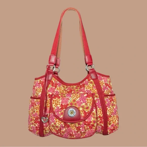 **SOLD**Brighton Vintage Floral Print Heart-Quilted Dual Strap Tote Dust Bag - Picture 13 of 13